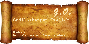 Grünsberger Otelló névjegykártya